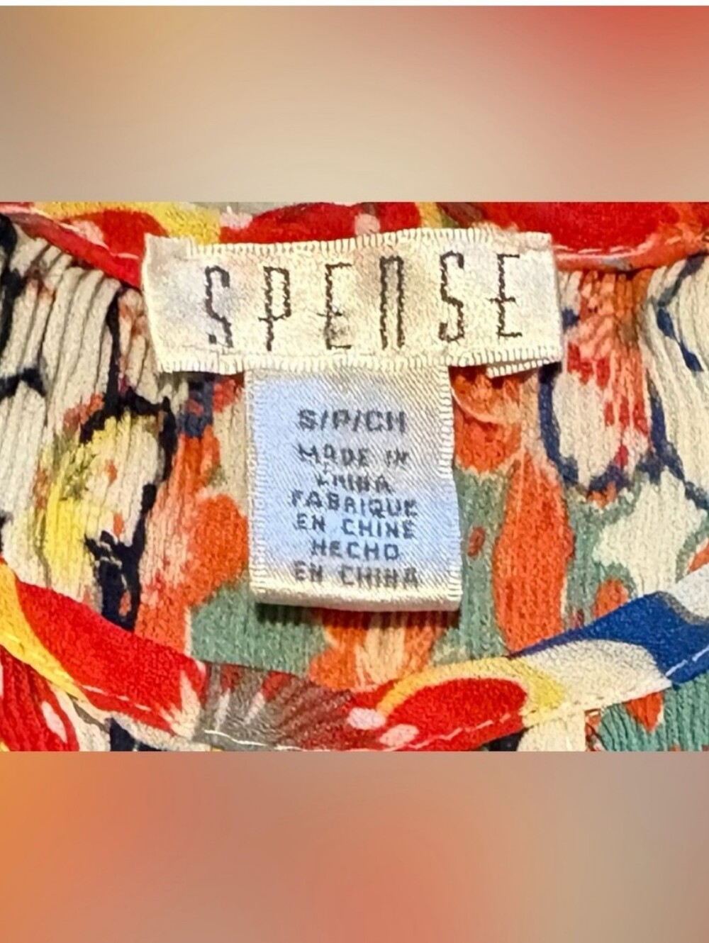 Spense Floral Multicolor Blouse Tunic Essentials w Gathered Bodice & V-Keyhole - Picture 2 of 10